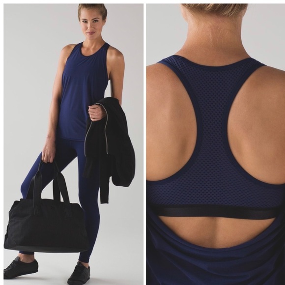 Lululemon fit physique hero blue tank top mesh back workout Athletic size 6 - Picture 2 of 13